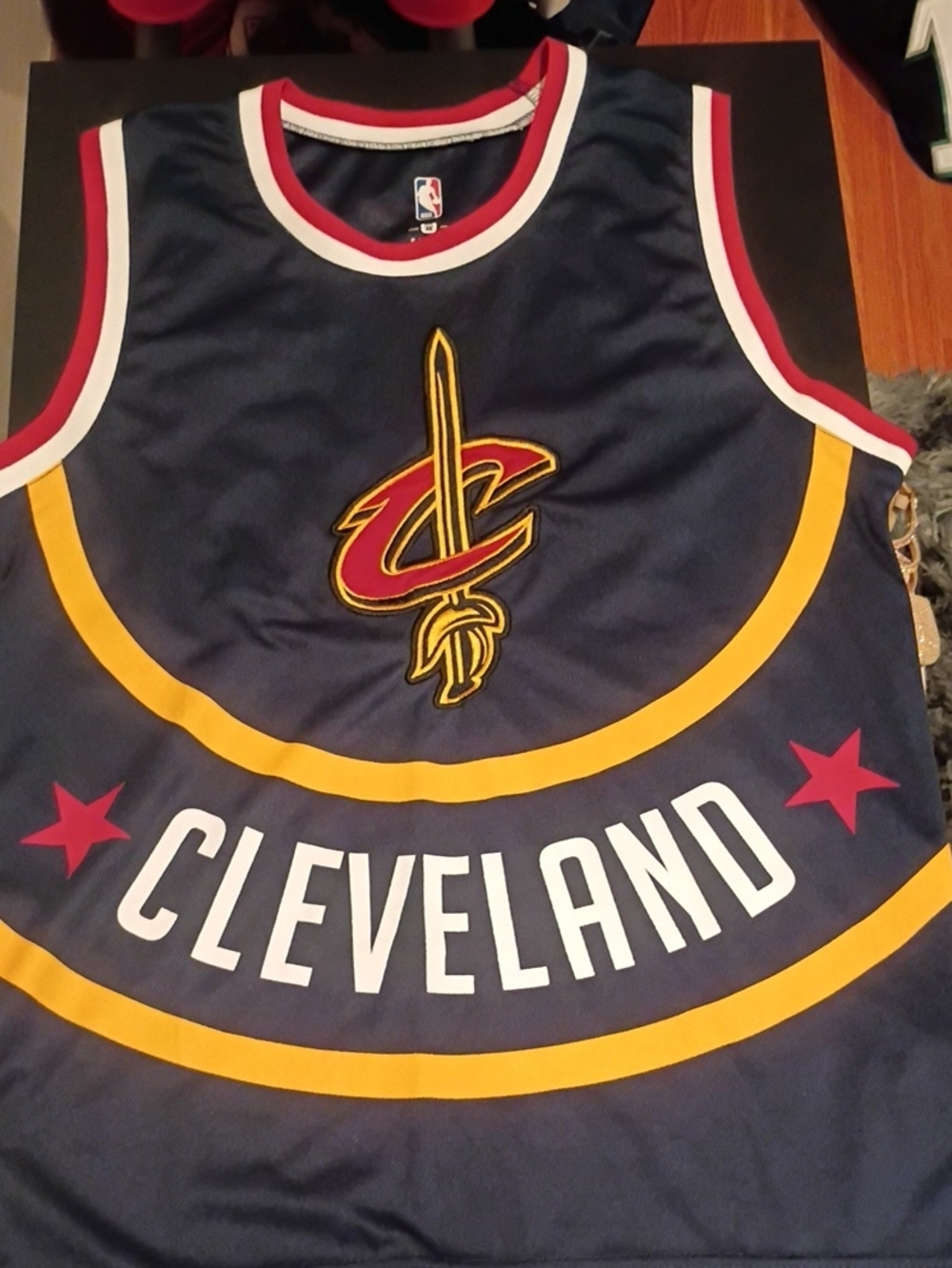 Vintage NBA U Cleveland Cavaliers Fashion Jersey Navy Blue Stars Hoop Size S